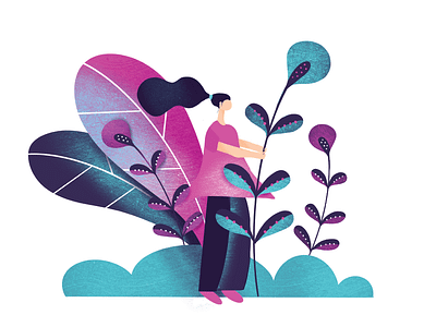 Creating a garden character design flower garden illustration ipad pro leaves procreate app woman