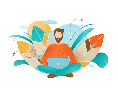 Man working in nature illustration