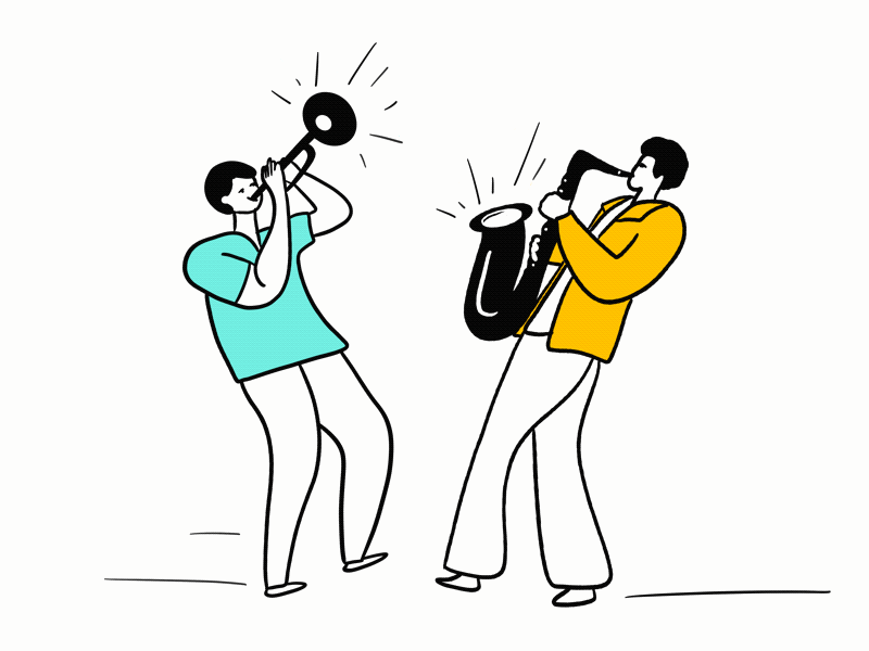 Play music together animation character illustration ipad pro man music play music procreate app saxophone trumpet