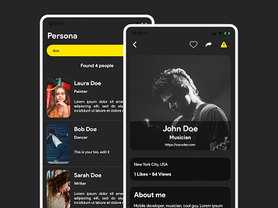 Persona | Discovering People Application androidappdesign branding design illustration ios iosappdevelopment mobile app social networking app ui ux