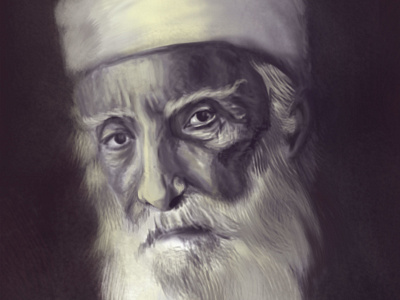 Abdul'Baha digital art digital painting digital portrait monochromatic portrait