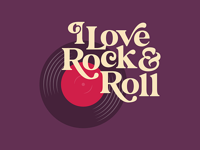 I Love Rock & Roll T-Shirt Design logo music nostalgic record retro rock and roll t shirt
