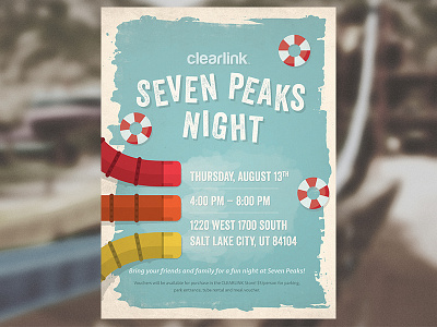 Seven Peaks Night Poster party pool poster retro slides summer toon illustration water water park waterpark