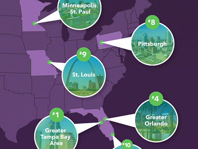 Best Cities for Women to Start a Business business inforgaphic map ranking women