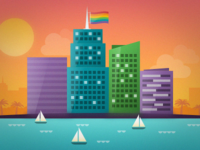 Pride Waterfront City business city illustration pride sailboats waterfront