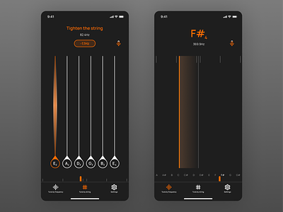 🎸 Tunnnr • guitar tuner app concept concept design guitar guitarist mobile app mobile ui mobile ux music song tuner
