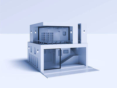 Minimal house 3D 3d 3dart 3dmodel design house magica voxel modern real estate render