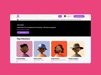 MentorMagic UI landing page