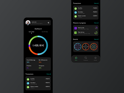 Bank App UI - Dark version