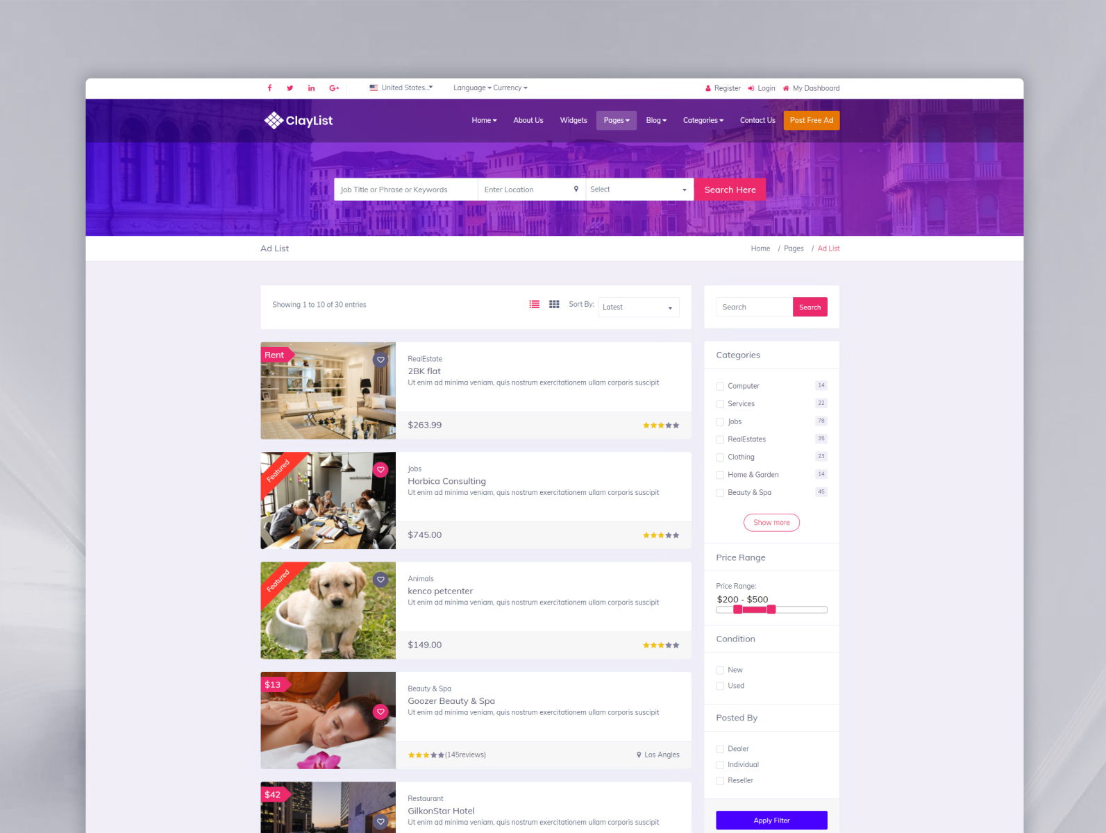 responsive html templates classifieds dashboard