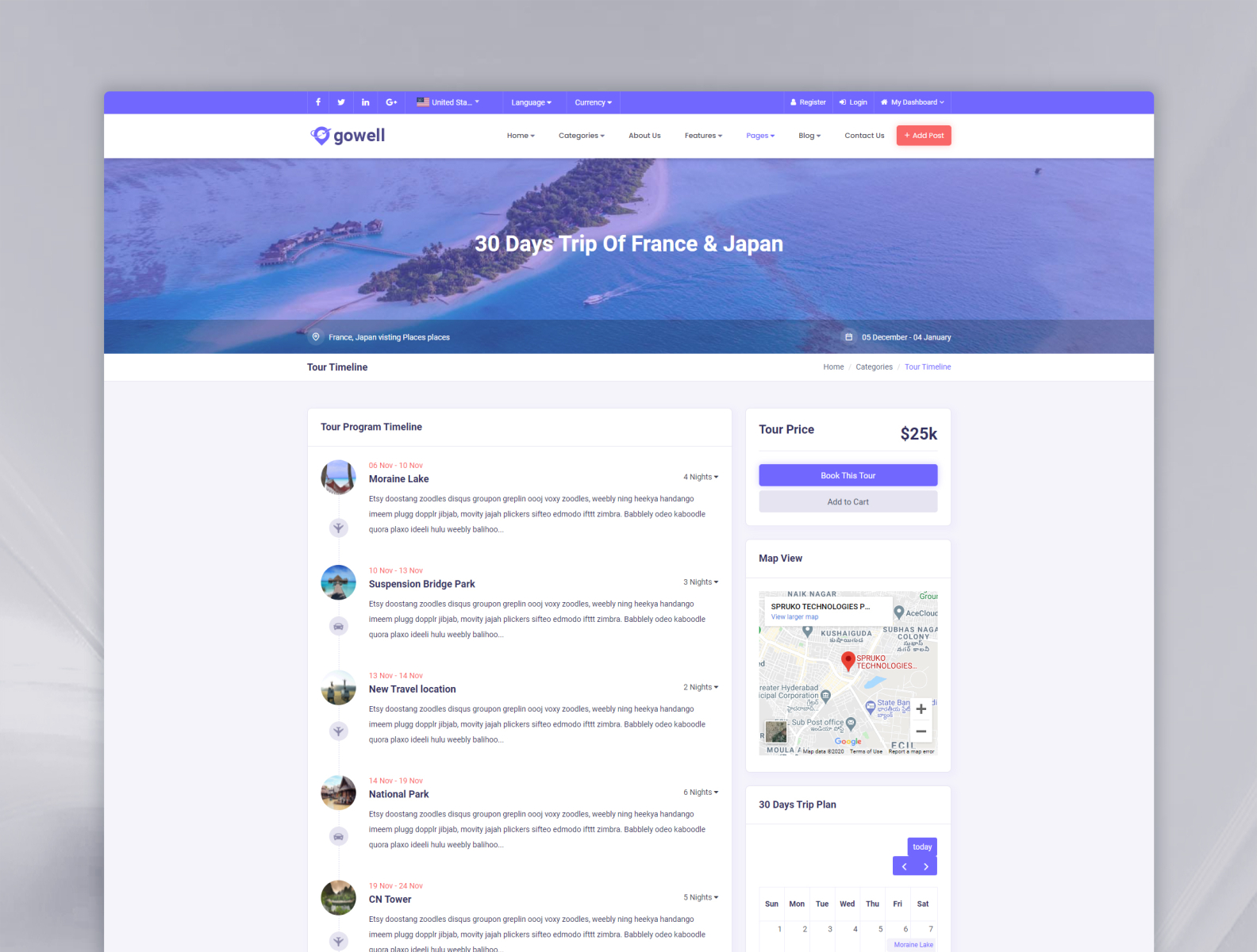 Gowell - Travel HTML Template by SPRUKO™ on Dribbble