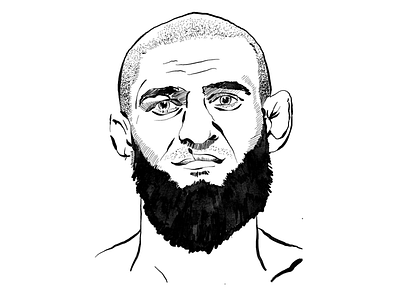 Khamzat Chimaev blackandwhite drawing illustration ink ipad khamzatchimaev mma procreate sport ufc