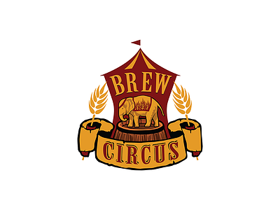 Brew Circus alcohol badge barley beer brew circus elephant gold liquor malt red