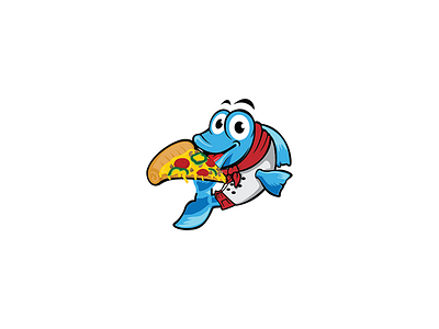 Saragota Pizza Grill Dribbble blue character cheesy chef fish happy mascot meal pie pizza restaurant snack