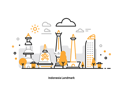 Indonesian Landmark Illustration design flat iconography illustration