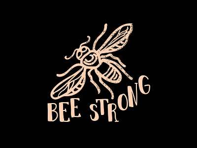 Beeee be strong bee bee logo bug bugs buzz dark design digital flat illustration pink save the bees strength vector