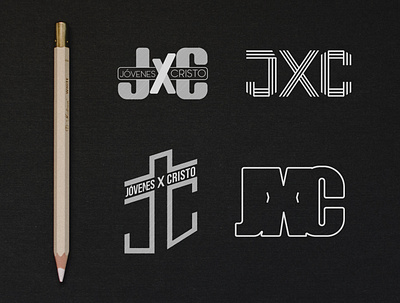 JXC Logo Design Process black logo logo design logotype mockup new pencil white young