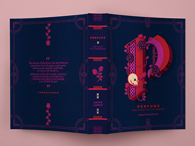 Perfume - full cover bookcover caps dropcaps icon letteting pink roses type typography vector