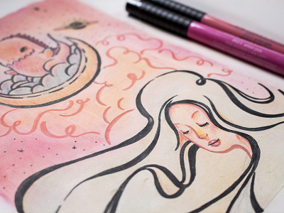 Illustration for NoSense magazine color pencil dinosaur illustration ink pastel pink sketch sweet watercolor