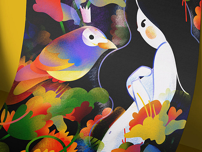 The Bird King | Poster bird botanical botany color digital flowers garden girl illustration nature poster vector