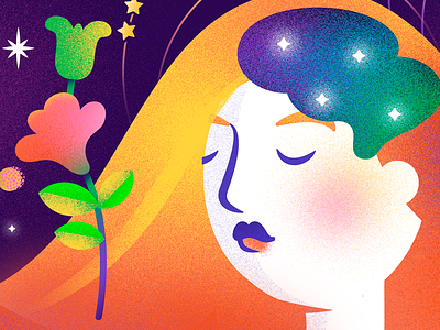 Hi 2018! brain cosmic flower health illustration lady mind woman women