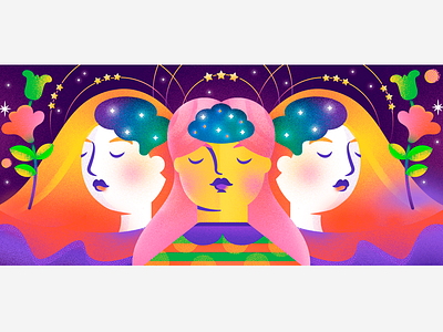 North Mag brain digitalart editorial health illustration mentalhealth universe woman