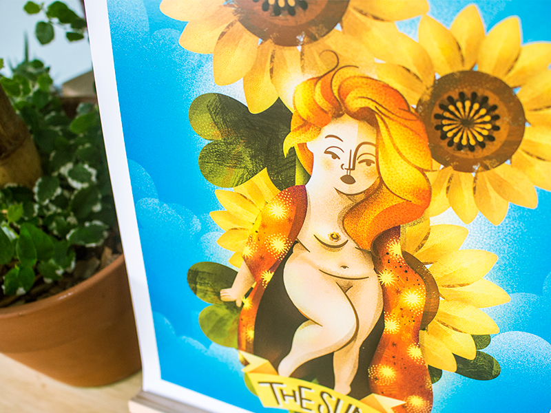 Tarot Card ☀ The SUN ☀ arcana poster sunflower feminism girl lady woman mystic magic card sun tarot