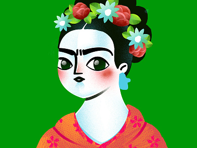 Fridah Kahlo art digital female feminism flowers frida girl illustration portrait woman