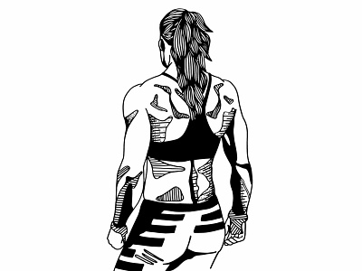 Black and White - Strong Woman design draw drawing fitness geometric illustration ink ink art ink drawing muscle vector woman