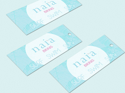 Naia Bikini hangtags apparel branding design vector