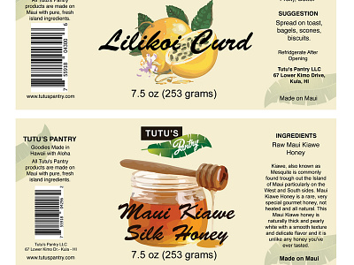 Food labels for Tutu's Pantry