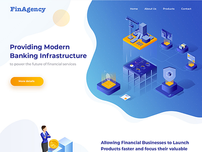 Financial Services Landing Page android app branding design icon illustration ios isometric landing page lettering logo mobile saas type typography ui ux vector web website