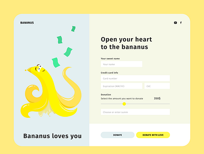 Bananus banana dailylogochallenge dailyui dailyui002 design donation illustration payment form web