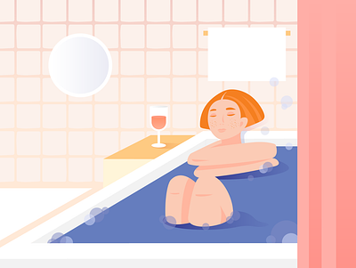 Stay home feel relax 2d ai bath drawing girl home illustration illustrator relax stay home vector