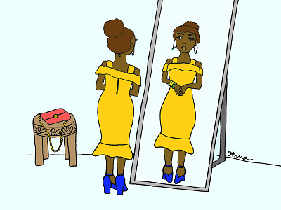 Reflection drawing drawing ink dress fashion girl girl character girl illustration illustration reflection