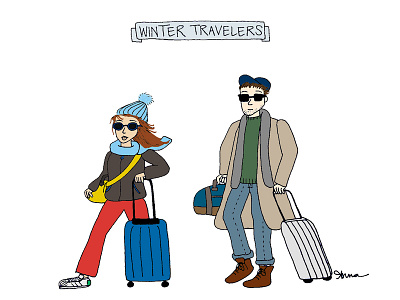 Winter Travelers character character creation drawing holiday holidays illustration suitcase travel travelers vacation winter