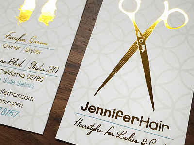 JenniferHair Business Cards branding business cards calfornia gold foil luxury salon