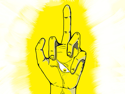 Hands Up ! digital illustration eye fuck you hand illustration lineart yellow