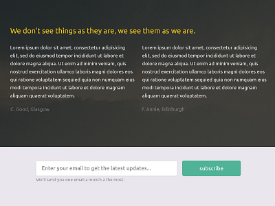 Snippet of a new theme design email signup flat font review sans serif text type