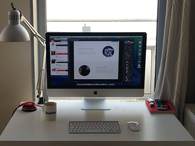 Workspace apple beats by dre desk ikea imac mouse office process setup studio work workspace