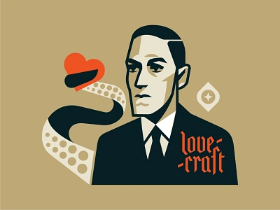 LOVEcraft character cthulhu design dribbbleweeklywarmup emblem geometric h. p. lovecraft horror illustration literature love lovecraft valentine valentine day vector writer