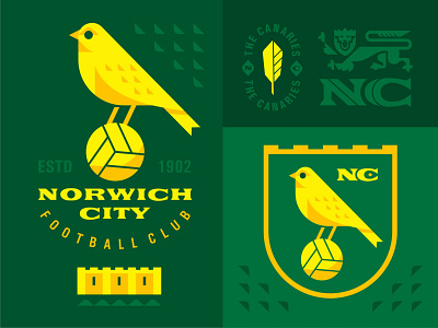 Norwich City FC bird canaries character design emblem england football geometric illustration lion logo norwich city premier league vector