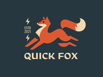 Quick fox character design emblem fast flat fox geometricart illustration jump logo mascot quick vector