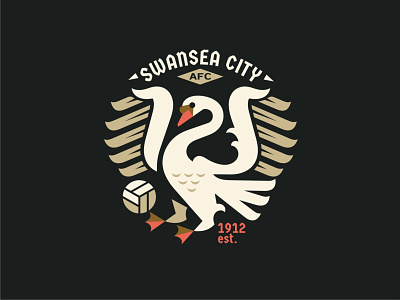 SWANSEA CITY AFC championship character coat of arms design emblem england flat football geometricart illust illustration logo swan swansea vector wales