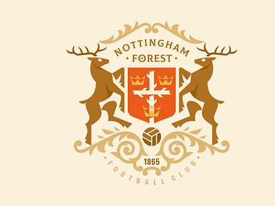 Nottingham Forest FC branding championship character coatofarms deer design emblem england flat football forest geometricart geometricillustration heraldy illustration logo nottinghamforest nottinghamforestfc vector