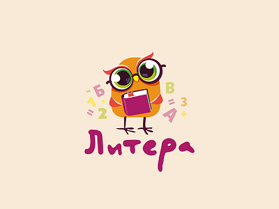 Litera character illustration logo owl vector