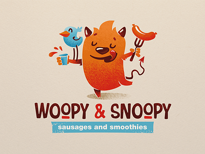 Woopy & Snoopy cafe character design fast food illustration logo vector