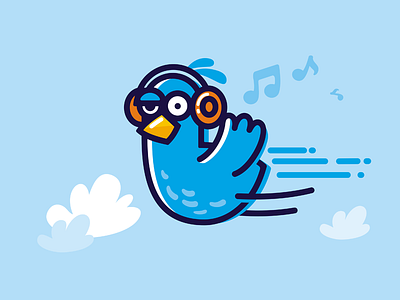 Blue Bird character design illustration logo vector