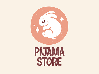 Pijama Store bunny character design illustration logo vector