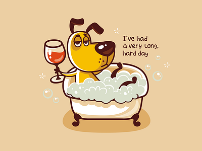 Relax bath character design dog illustration relax vector
